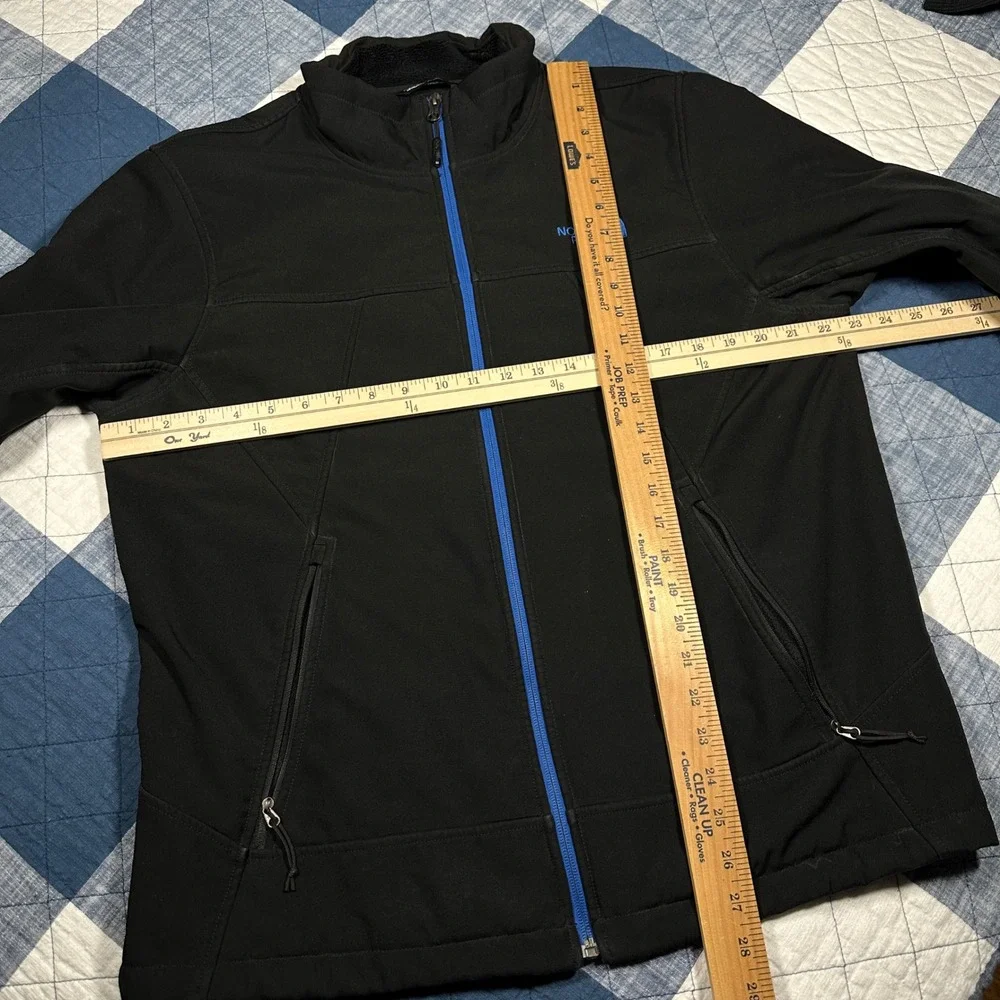 The North Face Mens Windwall Softshell Jacket Black Blue Zip Fleece‎ Lined L